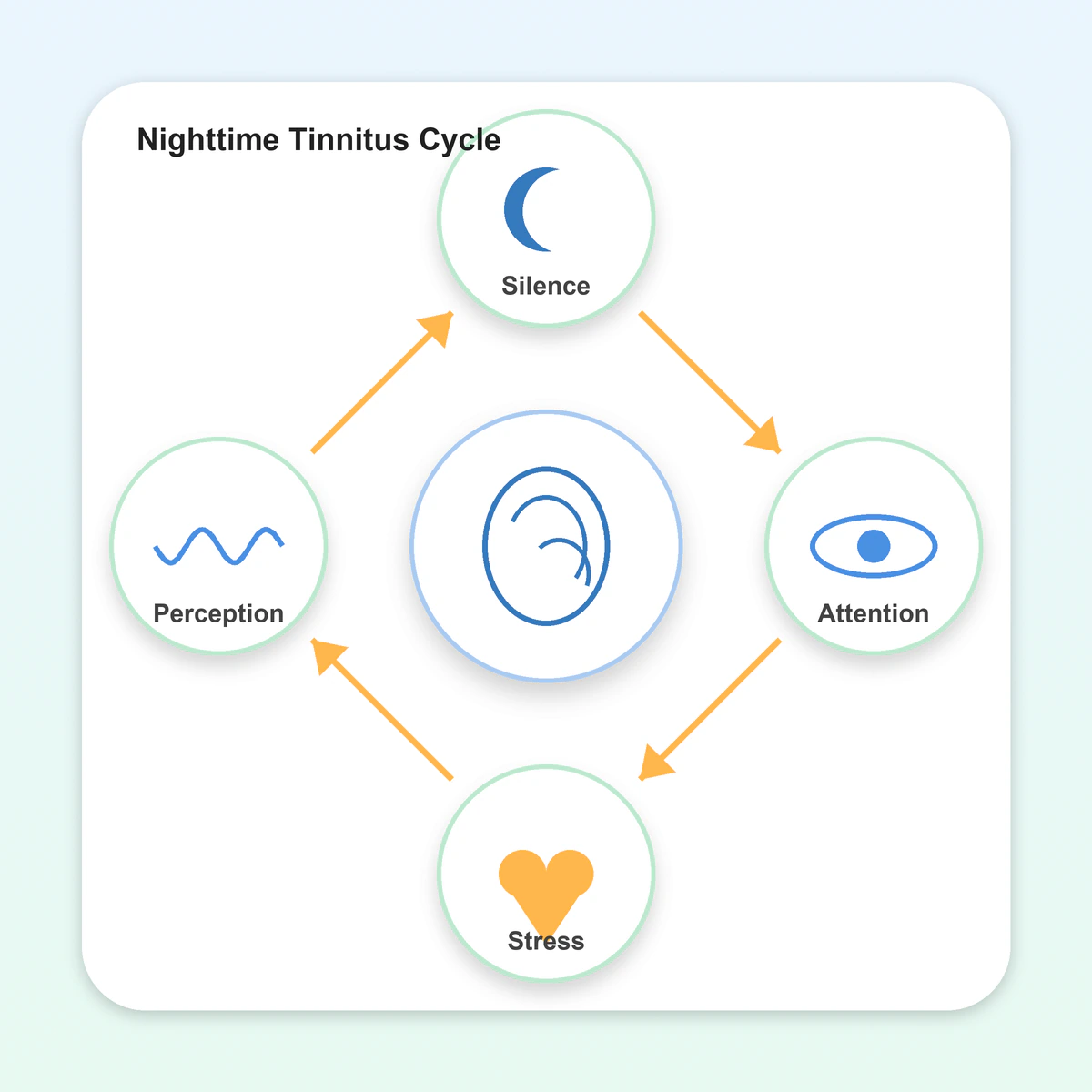 The nighttime tinnitus cycle: silence, attention, stress, and perception reinforce each other