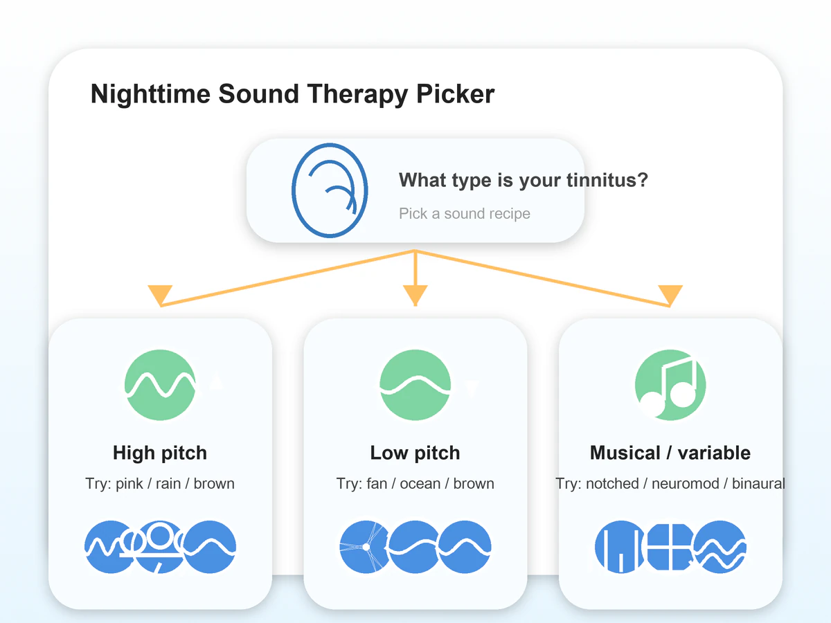 Decision tree for choosing nighttime sound therapy